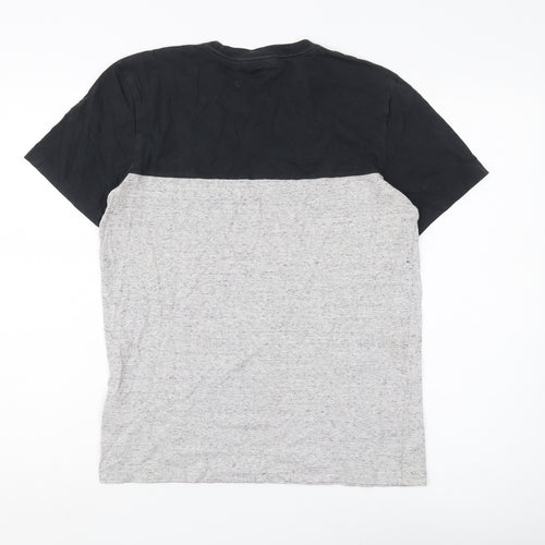 Paul Smith Men's Black/Grey Crew Neck Colourblock Tee S