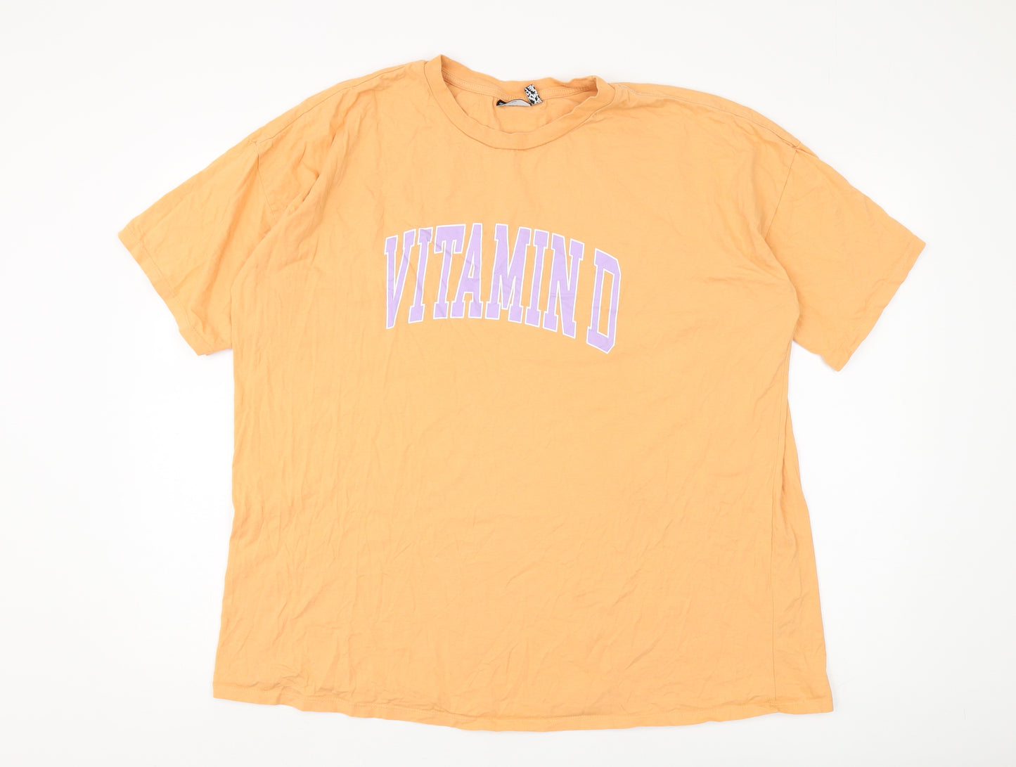 ASOS Unisex Orange Cotton Relaxed T-Shirt Size 16