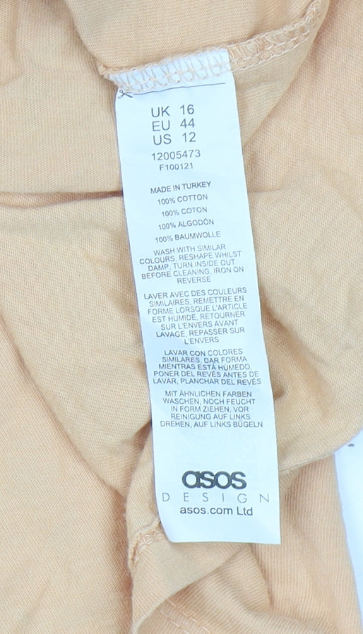 ASOS Unisex Orange Cotton Relaxed T-Shirt Size 16