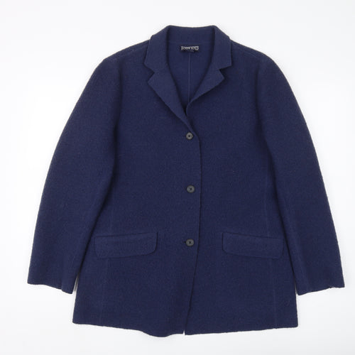 Lands' End Women's Blue Wool Blazer, Size 12, Classic Fit