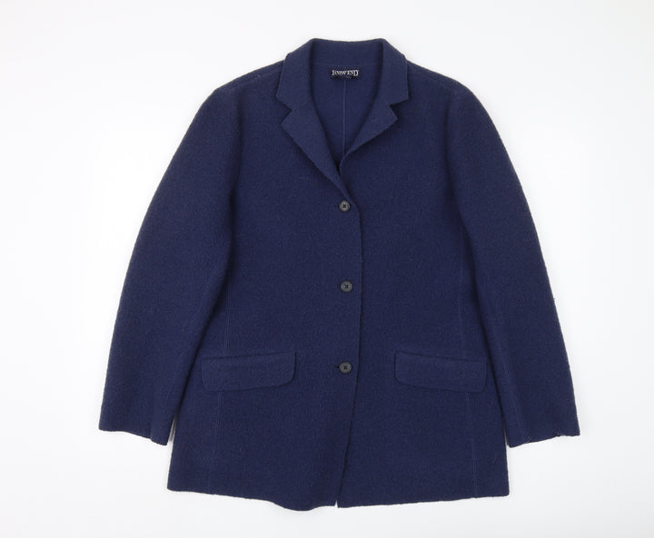 Lands' End Women's Blue Wool Blazer, Size 12, Classic Fit