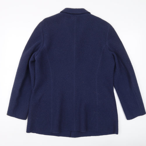Lands' End Women's Blue Wool Blazer, Size 12, Classic Fit