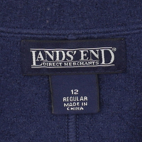 Lands' End Women's Blue Wool Blazer, Size 12, Classic Fit