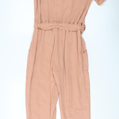 BDG Women's Brown Collared Short Sleeve Belted Jumpsuit M