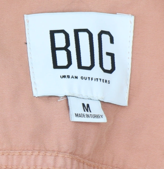 BDG Women's Brown Collared Short Sleeve Belted Jumpsuit M