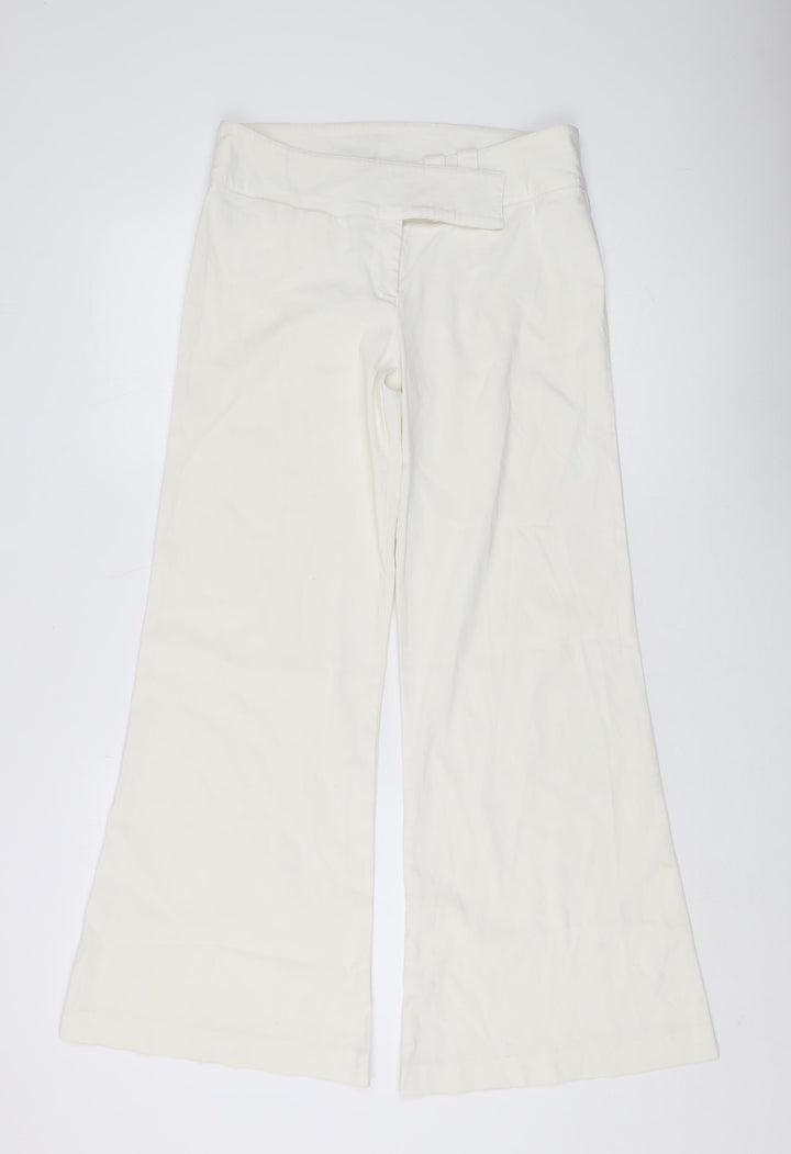 STARK Womens Ivory Wide-Leg Trousers Size 12