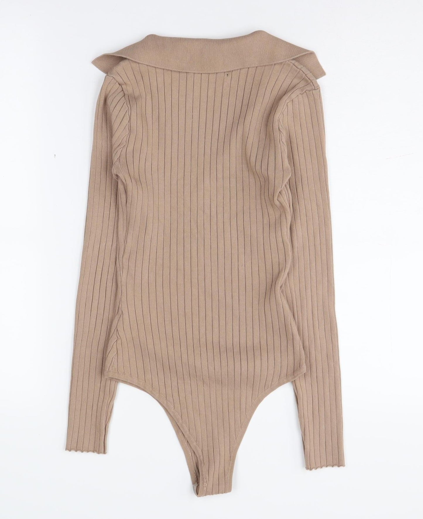 Cameo Rose Women's Beige Bodysuit, Small, Collared Knit