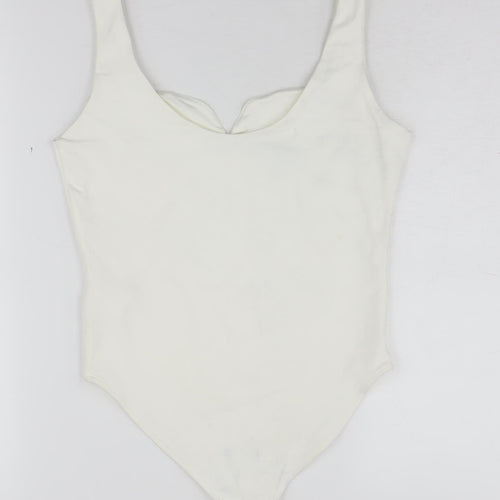 Stradivarius Women's White Bodysuit M Sweetheart Neck