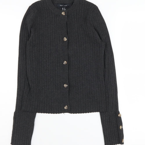 New Look Women's Black Cardigan, Size S, Crew Neck