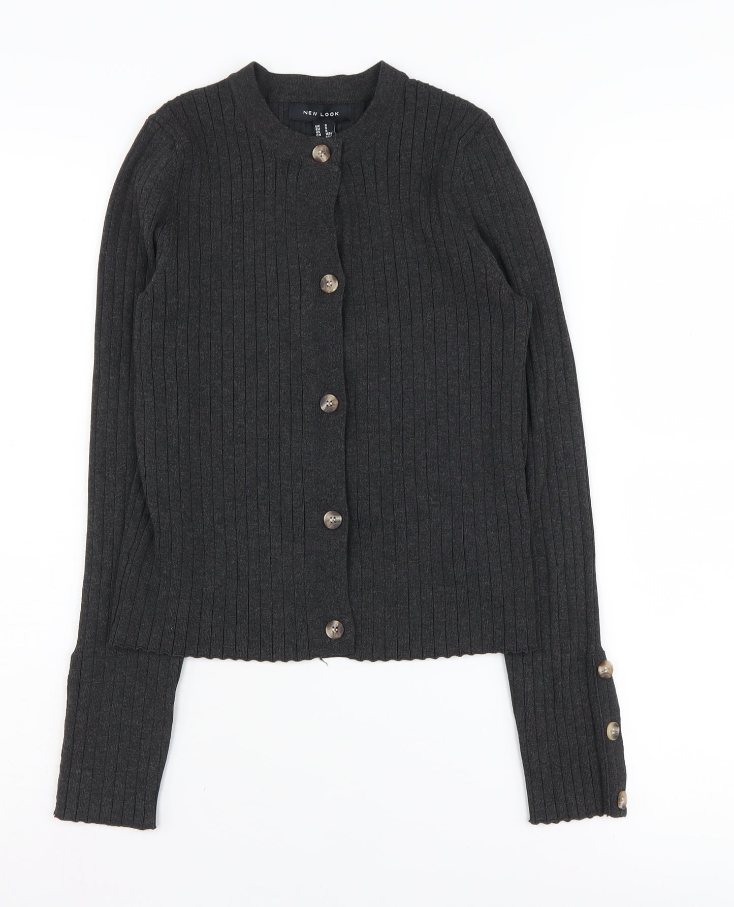 New Look Women's Black Cardigan, Size S, Crew Neck