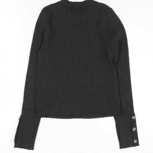 New Look Women's Black Cardigan, Size S, Crew Neck