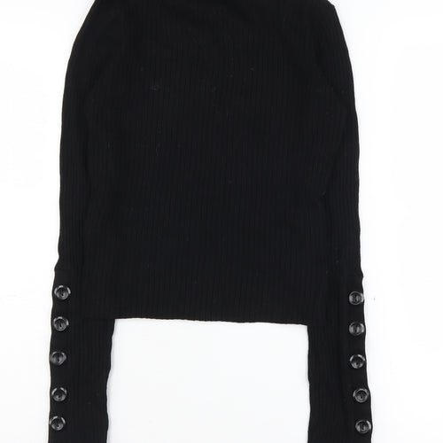 Zara Women's Black Mock Neck Knit Pullover Jumper M
