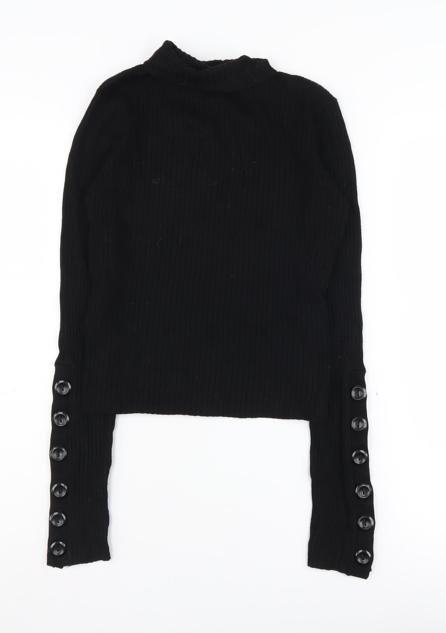 Zara Women's Black Mock Neck Knit Pullover Jumper M