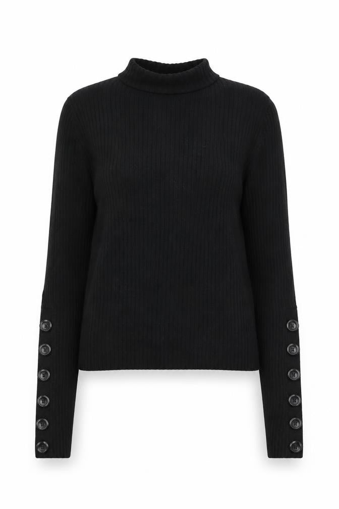 Front view of Zara Women's Black Mock Neck Knit jumper M
