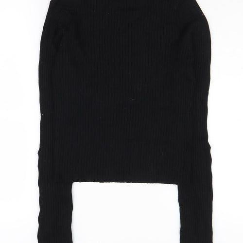Zara Women's Black Mock Neck Knit Pullover Jumper M