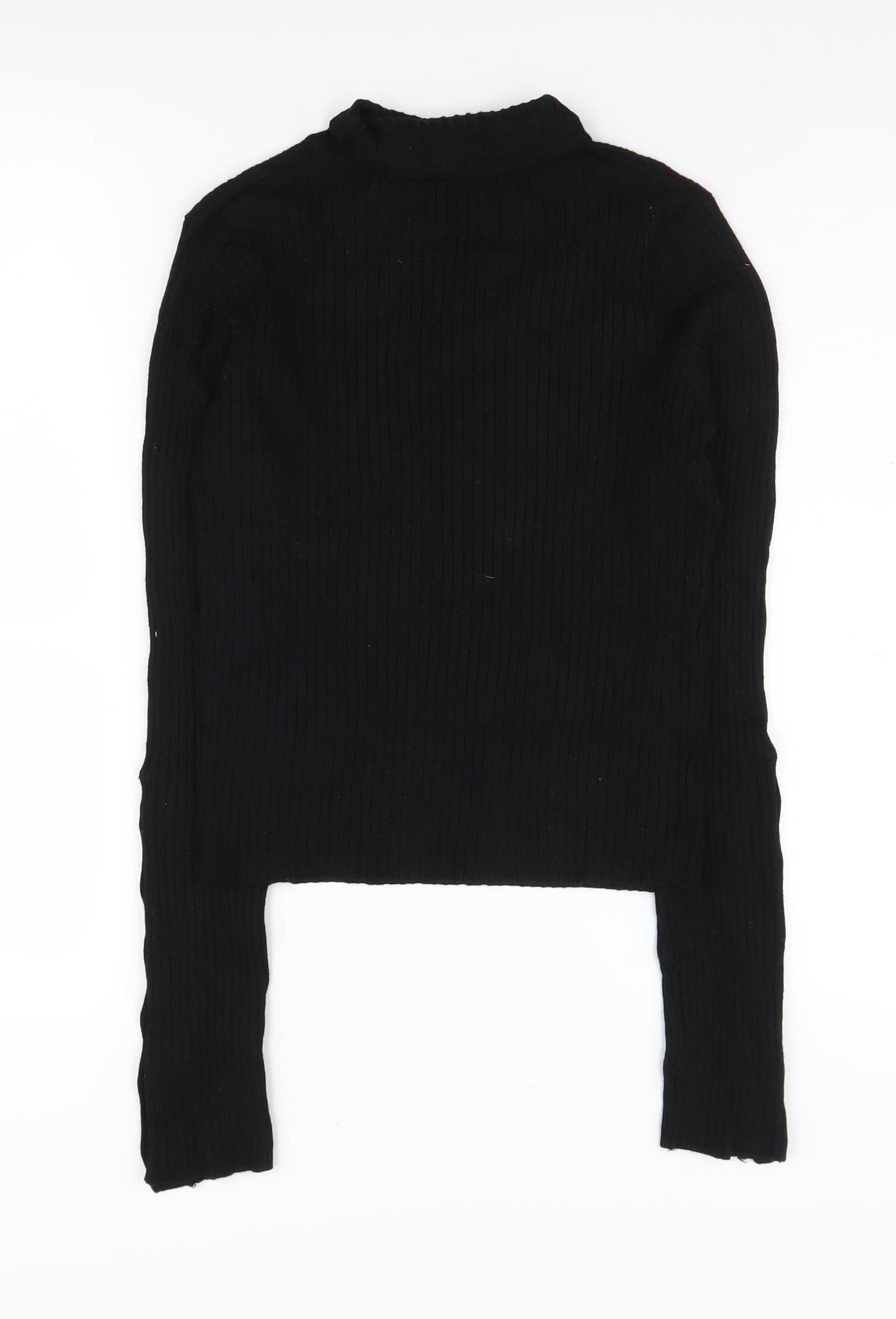 Zara Women's Black Mock Neck Knit Pullover Jumper M