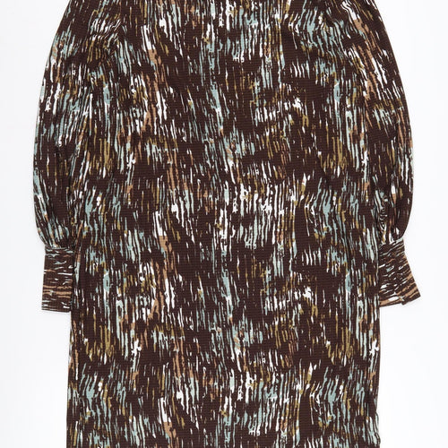 Next Women's Brown Abstract Knit Dress Size 14