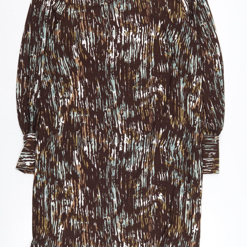 Next Women's Brown Abstract Knit Dress Size 14