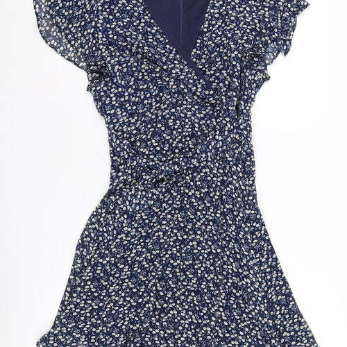 Blue Vanilla Women's Blue Floral Wrap Dress Size 10