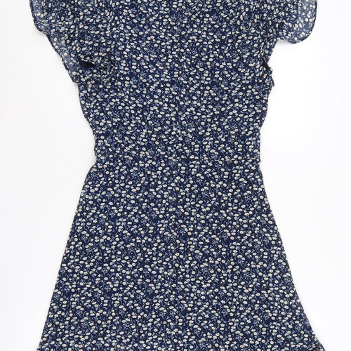 Blue Vanilla Women's Blue Floral Wrap Dress Size 10
