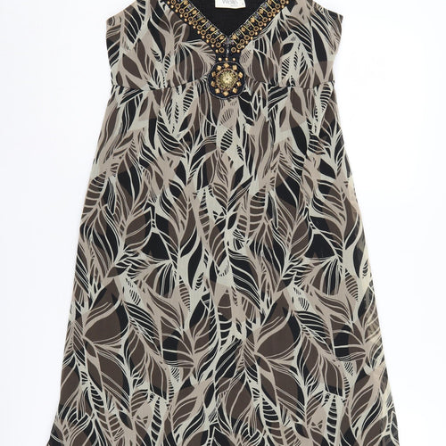 Wallis Petite Beige Geometric Slip Dress, Size 8
