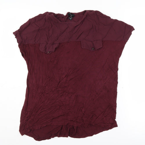 New Look Women's Red Blouse, Size 10, Short Sleeve