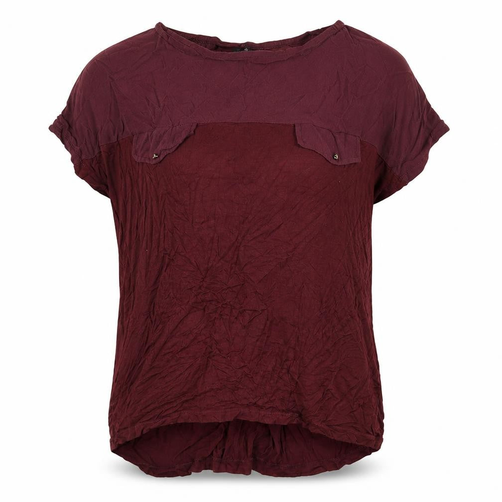 Front view of New Look Women's Red Blouse, size 10, Short Sleeve