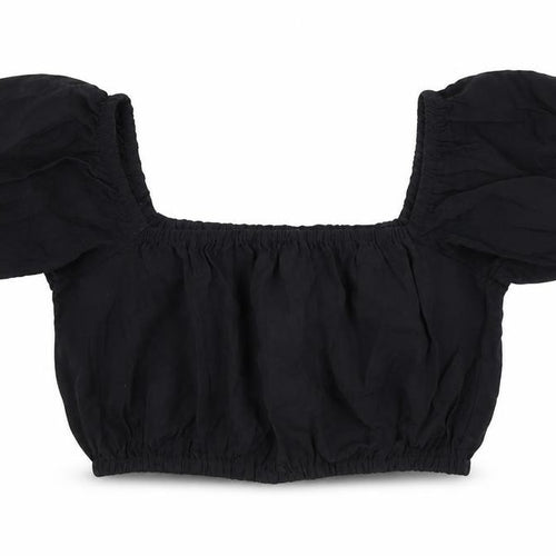 H&M Women's Black Cropped Top XS with Balloon Sleeves