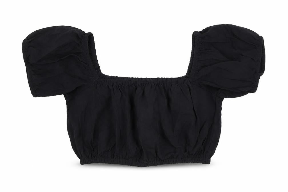 H&M Women's Black Cropped Top XS with Balloon Sleeves