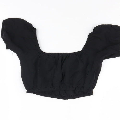 H&M Women's Black Cropped Top XS with Balloon Sleeves