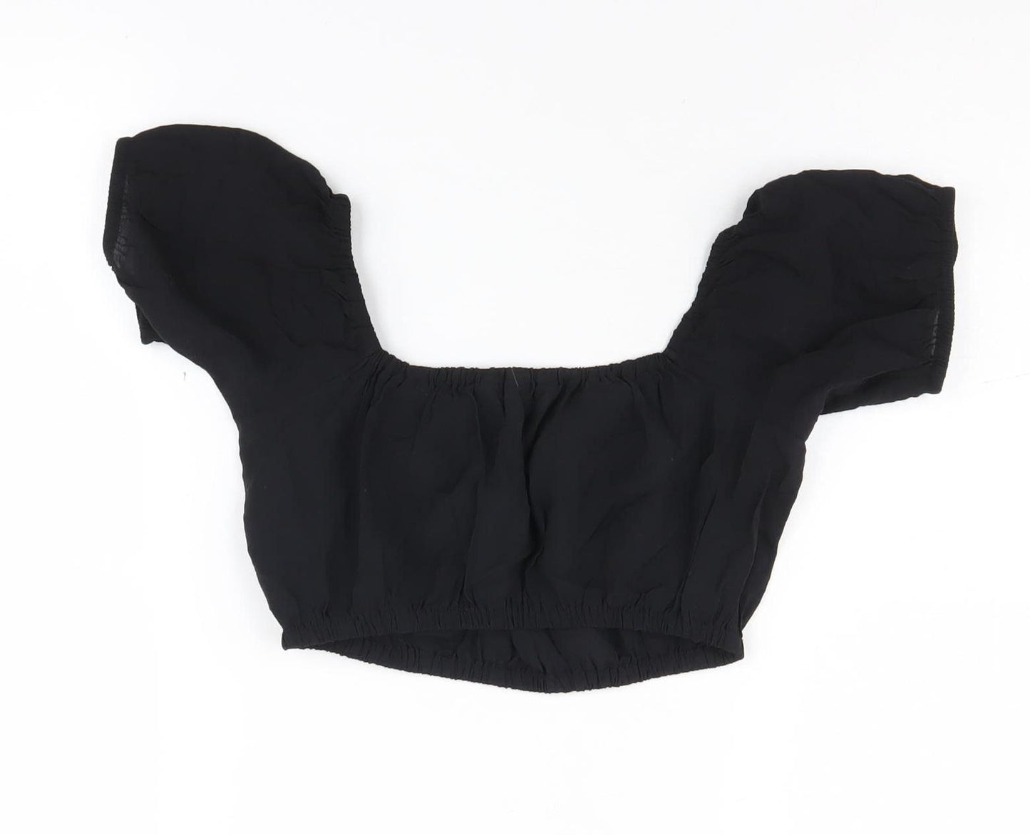 H&M Women's Black Cropped Top XS with Balloon Sleeves