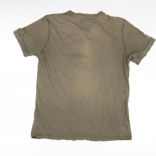 Topman Men's Green Henley T-Shirt, Size L