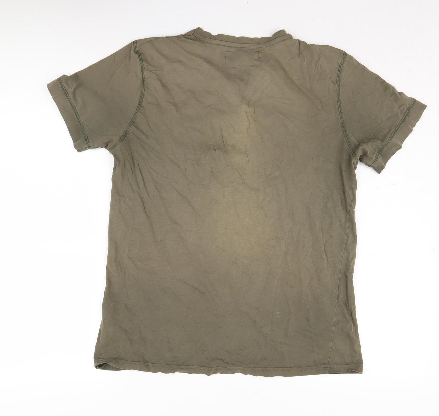 Topman Men's Green Henley T-Shirt, Size L