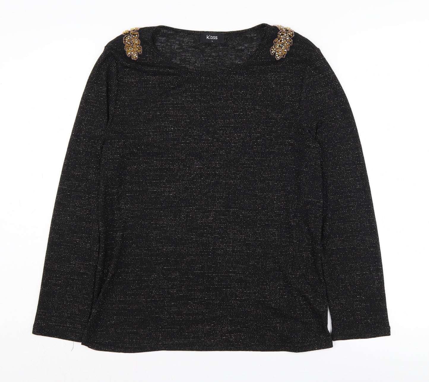 Klass Women's Black Beaded Pullover Jumper L