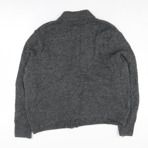 H&M Women's Grey Full Zip Knit Jumper XS