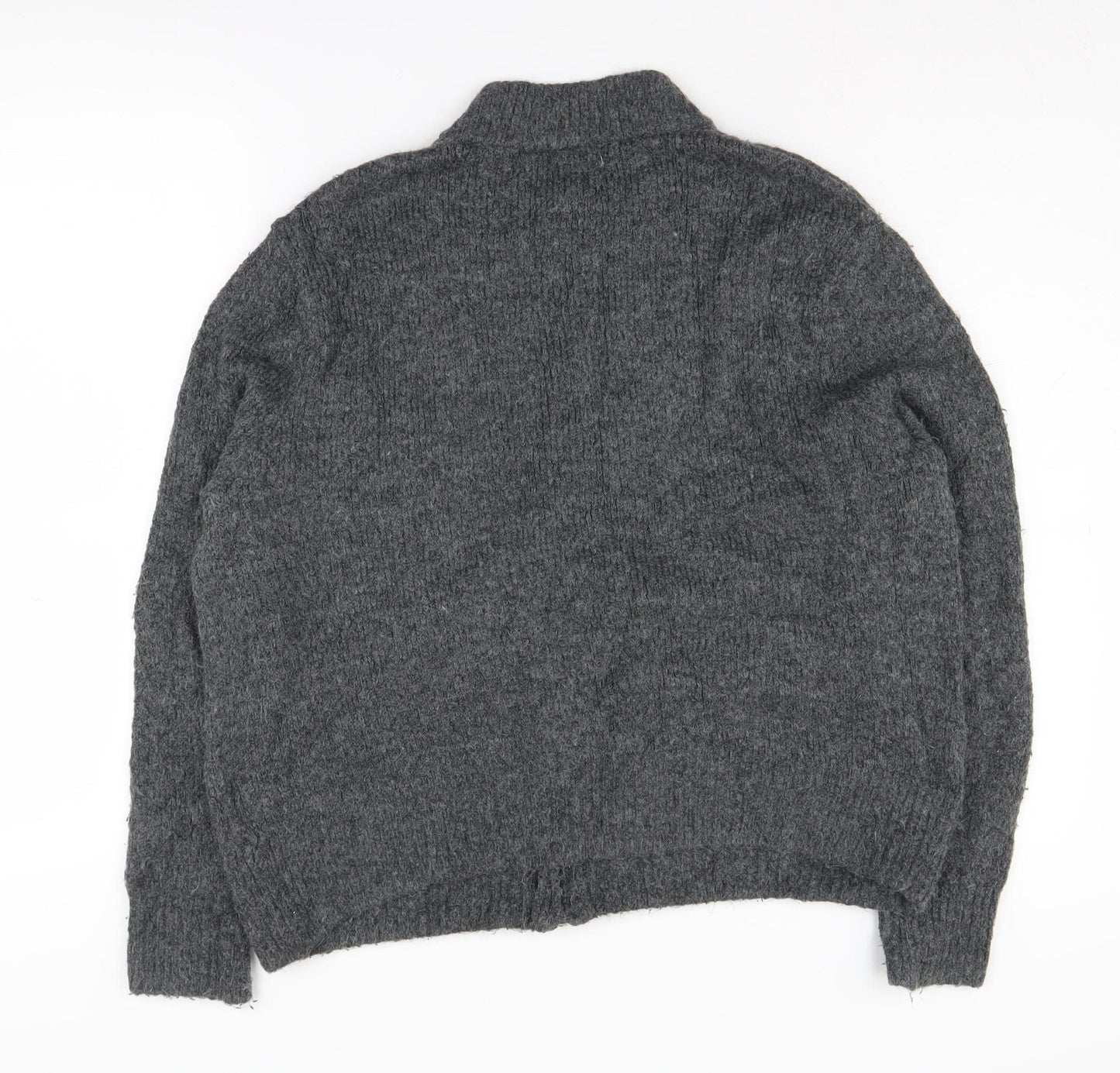 H&M Women's Grey Full Zip Knit Jumper XS