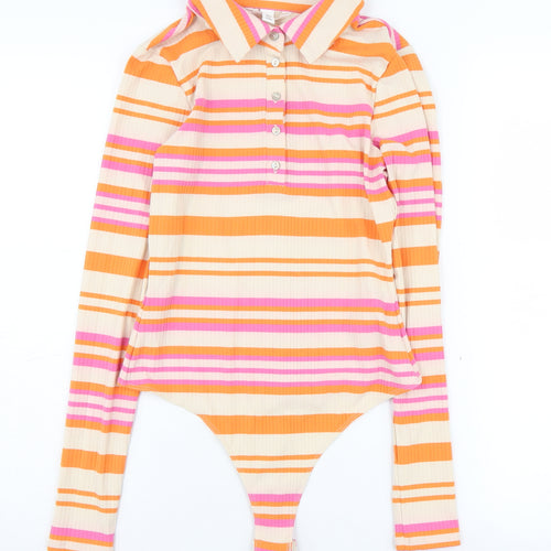 H&M Women's Multicoloured Striped Bodysuit Size 10