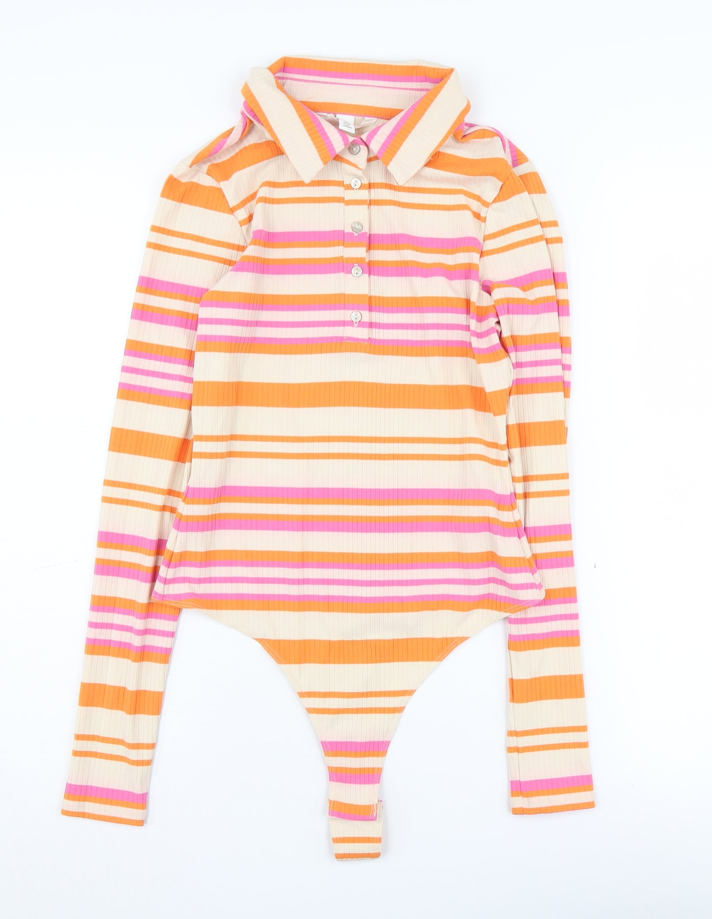 H&M Women's Multicoloured Striped Bodysuit Size 10