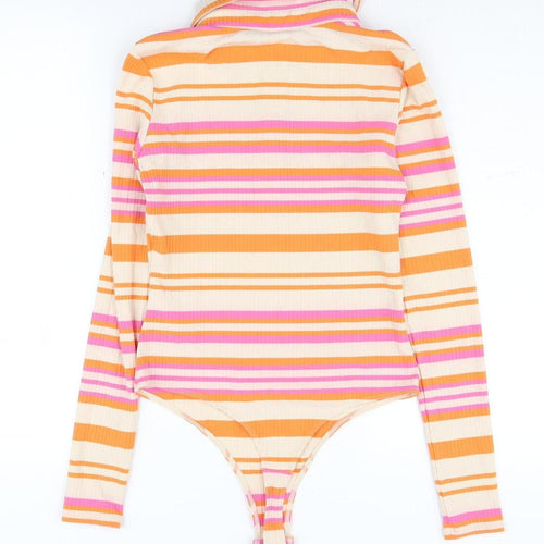 H&M Women's Multicoloured Striped Bodysuit Size 10