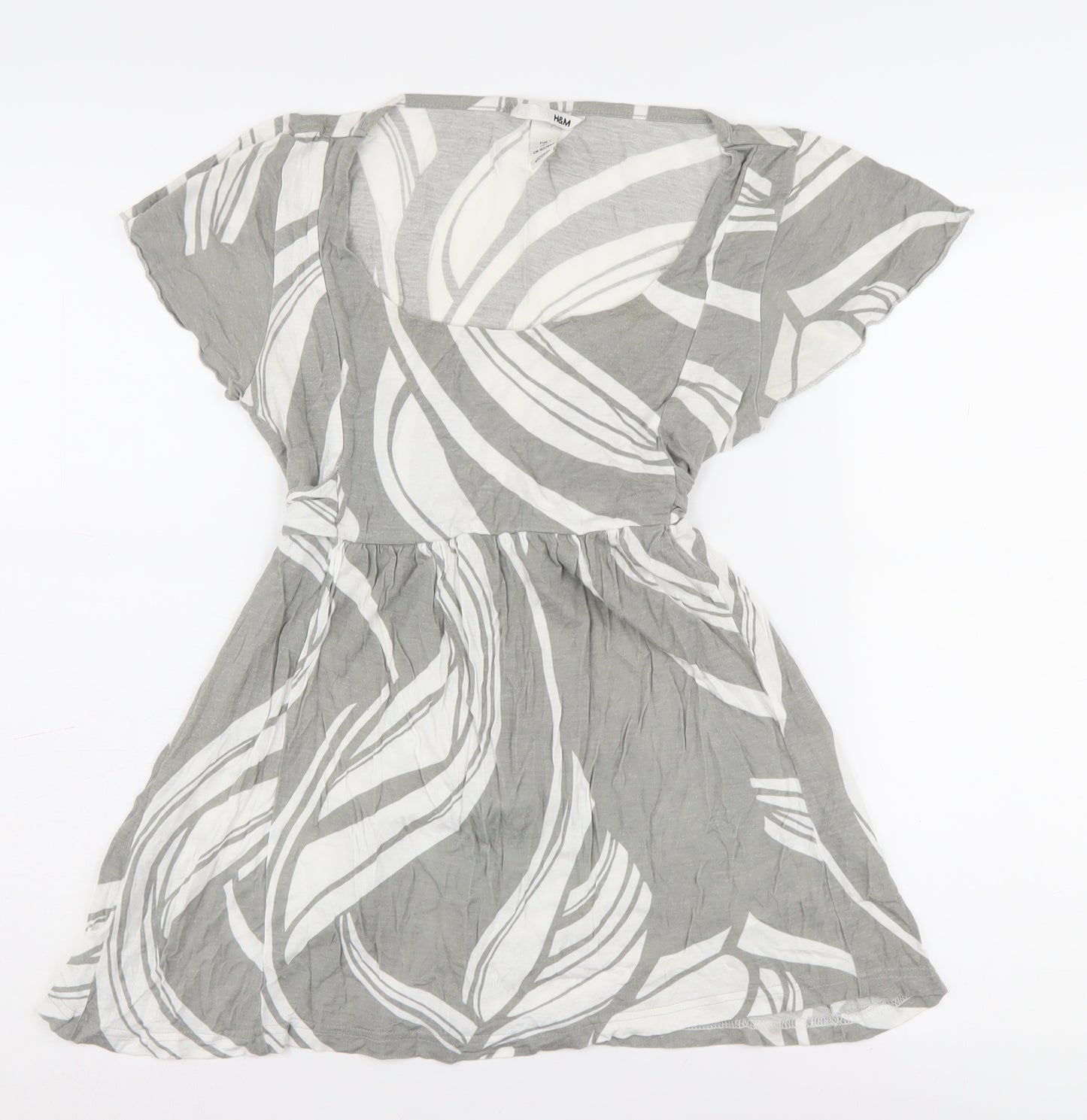 H&M Women's Grey Tunic Blouse, Size S, Geometric