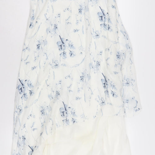 Izabel London White Floral Asymmetric Dress Size 8