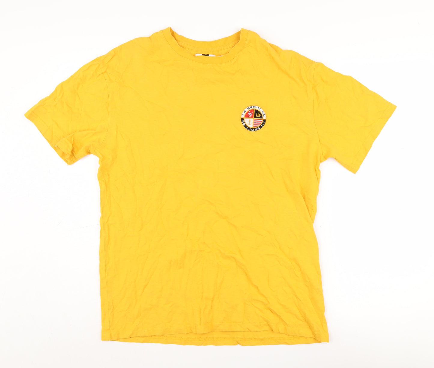 Topman Yellow Cotton Crew Neck Men's T-Shirt Size S