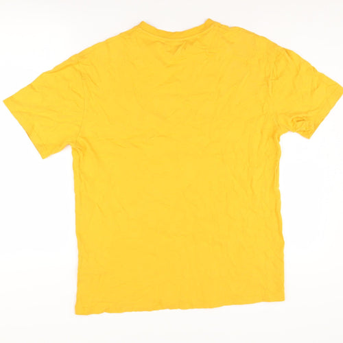 Topman Yellow Cotton Crew Neck Men's T-Shirt Size S