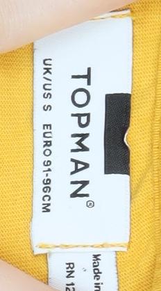 Topman Yellow Cotton Crew Neck Men's T-Shirt Size S