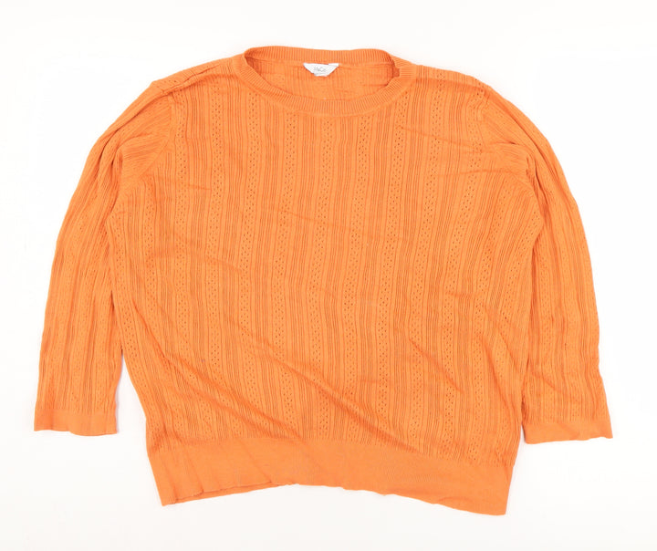 M&Co Women's Orange Crew Neck Pullover Jumper Size 16