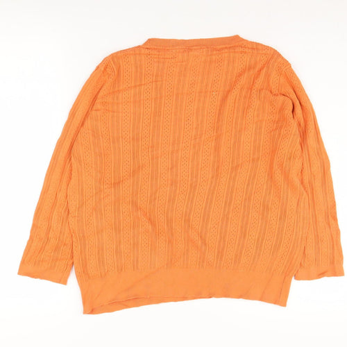 M&Co Women's Orange Crew Neck Pullover Jumper Size 16