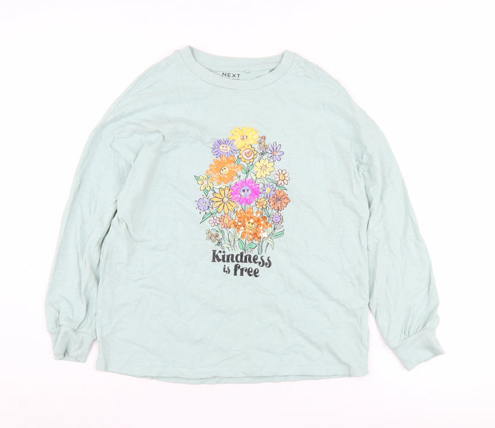 Next Girls Blue Floral Graphic Long Sleeve T-Shirt 10 Years