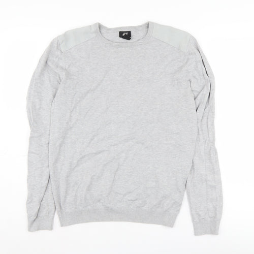 H&M Men's Grey Cotton Pullover Jumper Size S