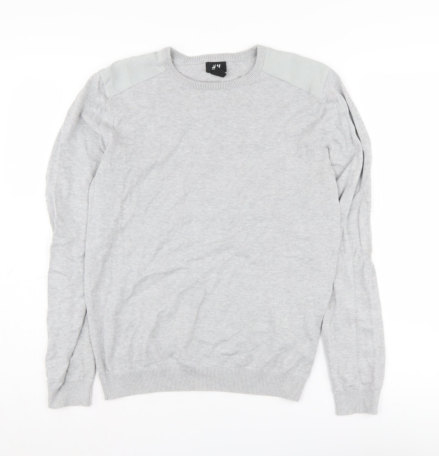 H&M Men's Grey Cotton Pullover Jumper Size S