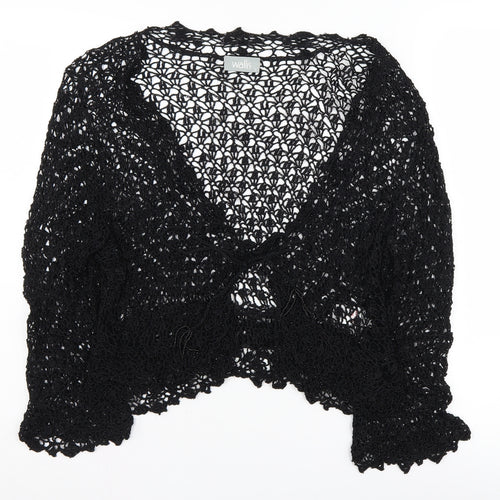 Wallis Women's Black Shrug V-Neck L Open-Knit